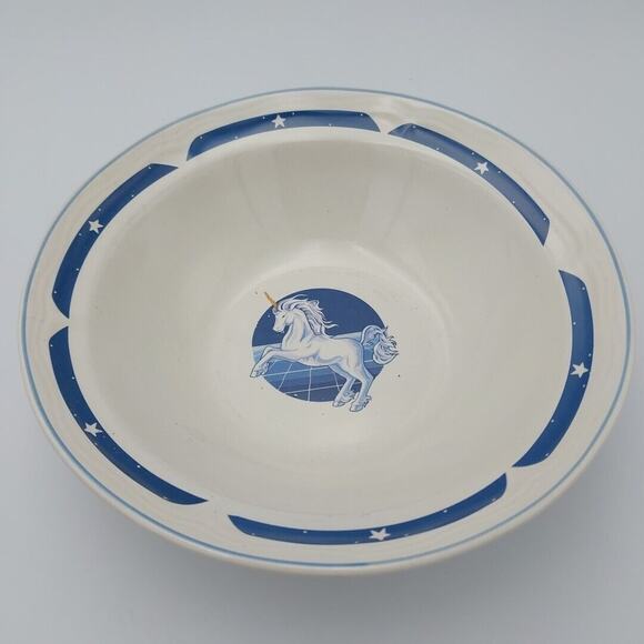 Tienshan Blue Unicorn Soup Salad Bowls Stoneware Replacement Vtg - Picture 1 of 2